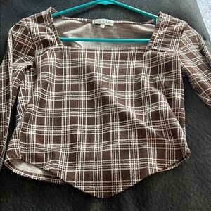 Chic Plaid Brown Blouse